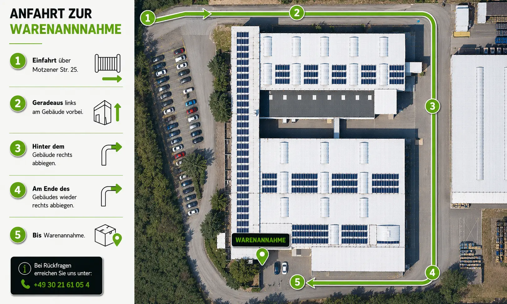 Anfahrt zur Warenannahme R.E. Müller GmbH