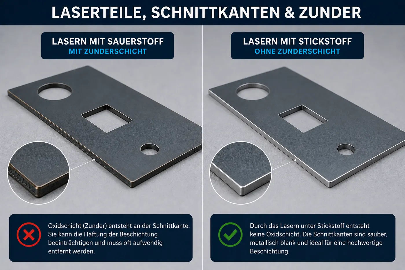 Laserteile Schnittkanten und Zunder